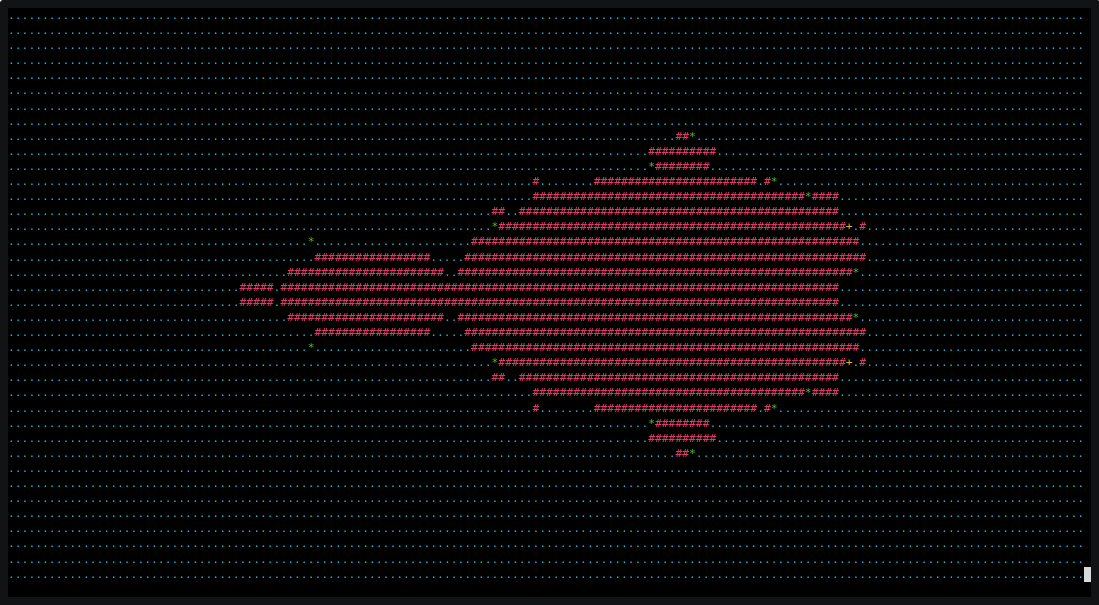 asciinema recording of gptme rendering the Mandelbrot set in the terminal with curses